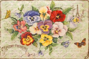 Artist Jean PlouIt Debuts New Painting, Pansies And Butterflies